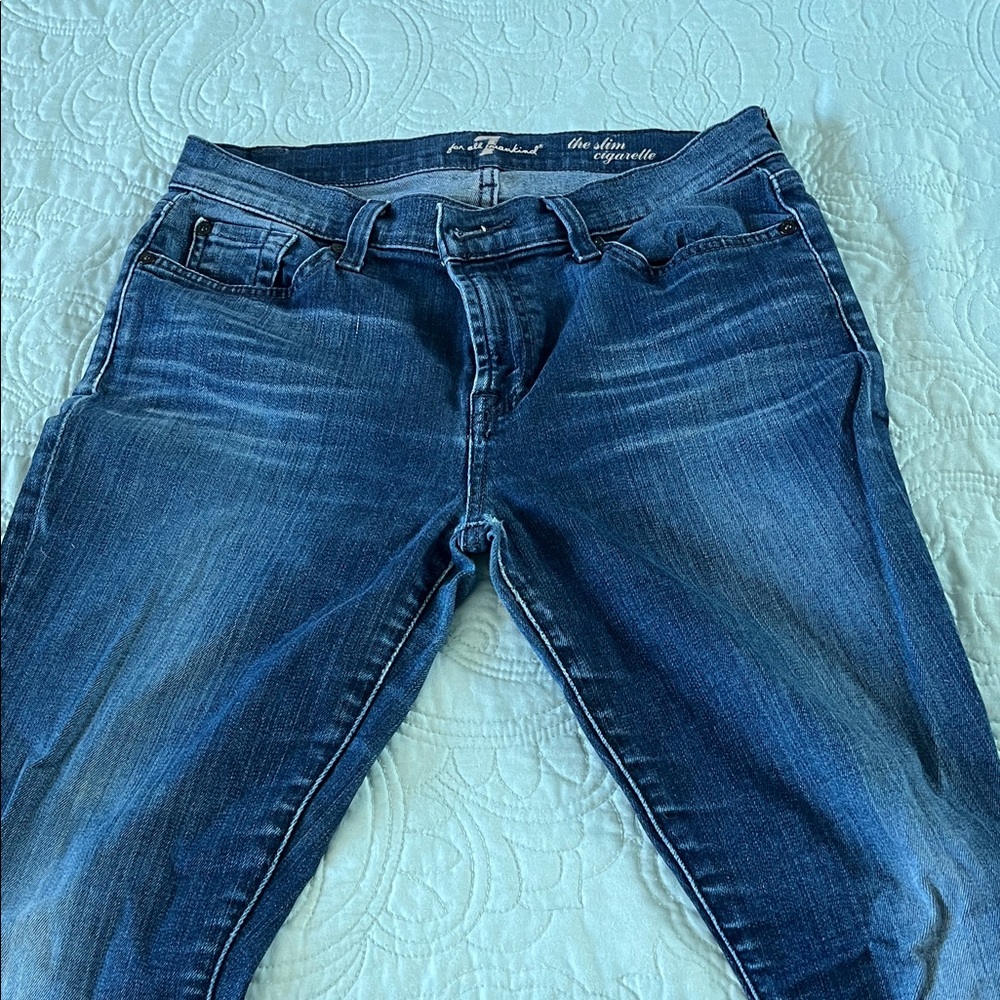 7 For All Mankind Dark Blue Skinny Jeans